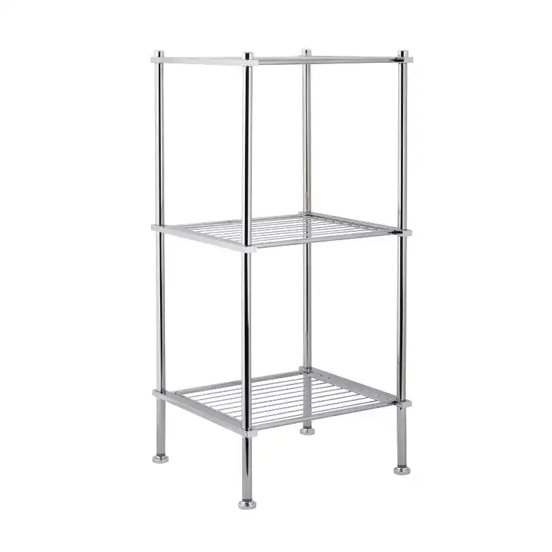 3 Tier Metro Collection Shelf Gray - Organize It All: Chrome Steel Bathroom Towel Storage Cabinet with 3 Shelves