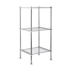 3 Tier Metro Collection Shelf Gray - Organize It All: Chrome Steel Bathroom Towel Storage Cabinet with 3 Shelves