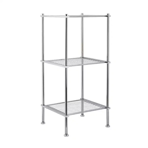 3 Tier Metro Collection Shelf Gray - Organize It All: Chrome Steel Bathroom Towel Storage Cabinet with 3 Shelves