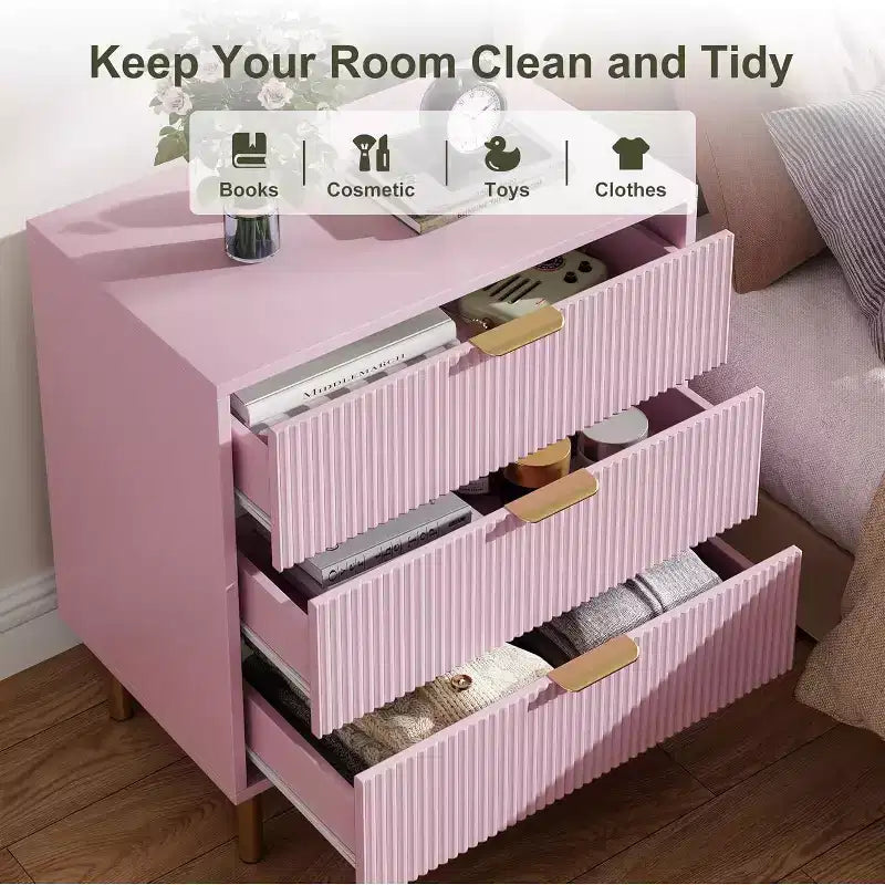 Cassettiera a 3 cassetti, comò moderno in legno per camera da letto con cassetti contenitori, mobile TV in stile rustico per soggiorno, camera da letto, corridoio