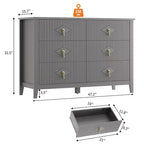 Comò a 6 cassetti, comò moderno da camera in legno con cassetti portaoggetti, mobile TV in stile rustico per soggiorno, camera da letto, corridoio