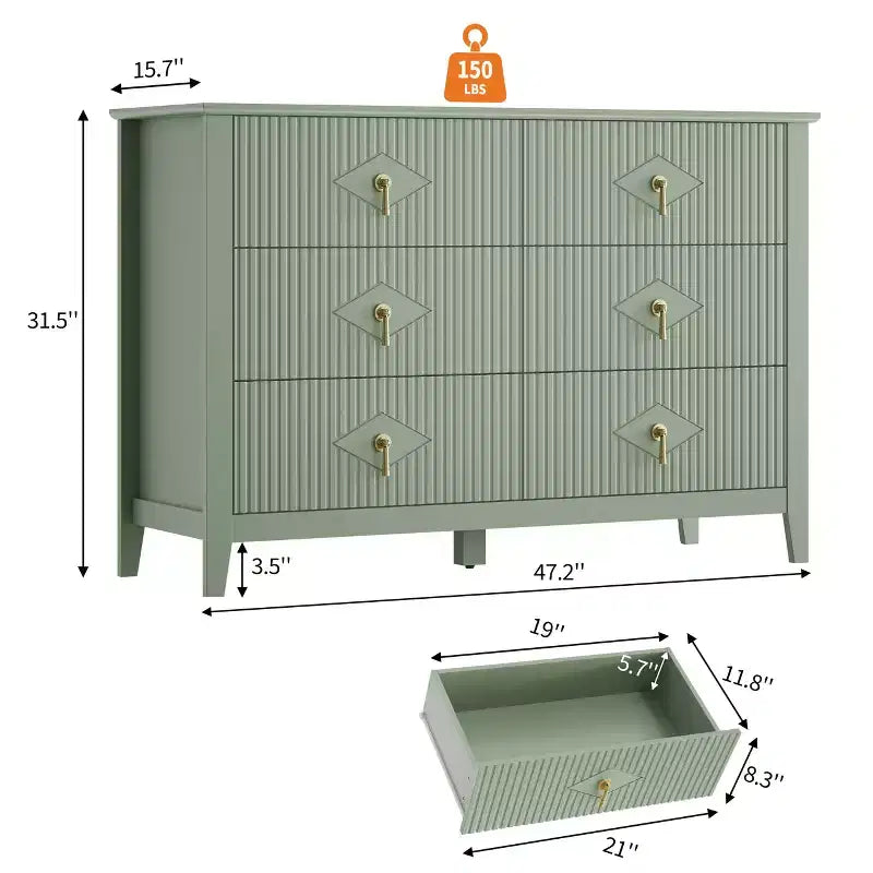 Comò a 6 cassetti, comò moderno da camera in legno con cassetti portaoggetti, mobile TV in stile rustico per soggiorno, camera da letto, corridoio