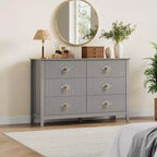Comò a 6 cassetti, comò moderno da camera in legno con cassetti portaoggetti, mobile TV in stile rustico per soggiorno, camera da letto, corridoio