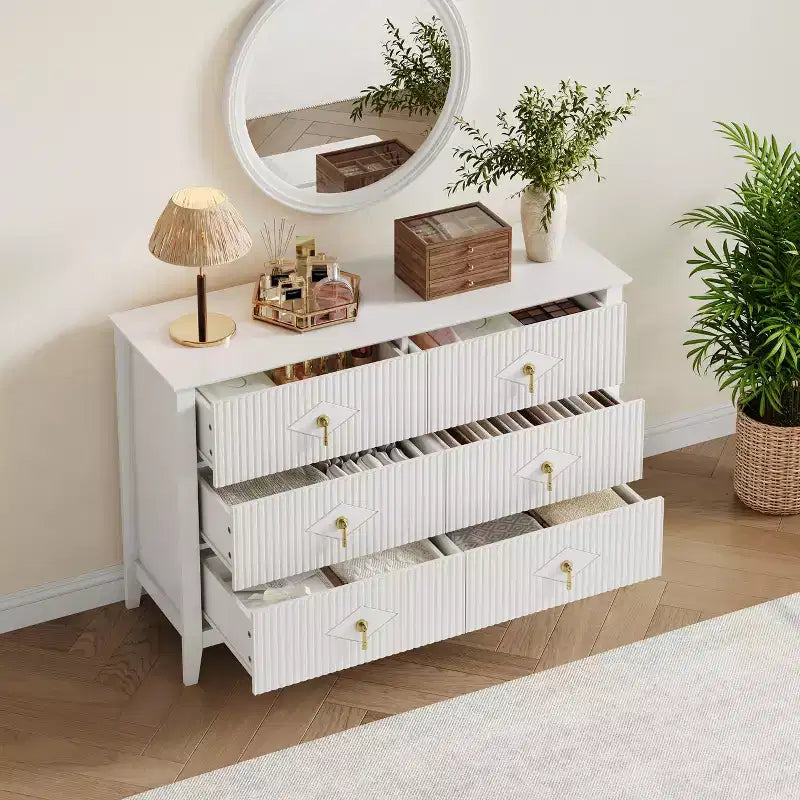 Comò a 6 cassetti, comò moderno da camera in legno con cassetti portaoggetti, mobile TV in stile rustico per soggiorno, camera da letto, corridoio