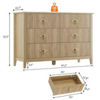 Comò a 6 cassetti, comò moderno da camera in legno con cassetti portaoggetti, mobile TV in stile rustico per soggiorno, camera da letto, corridoio