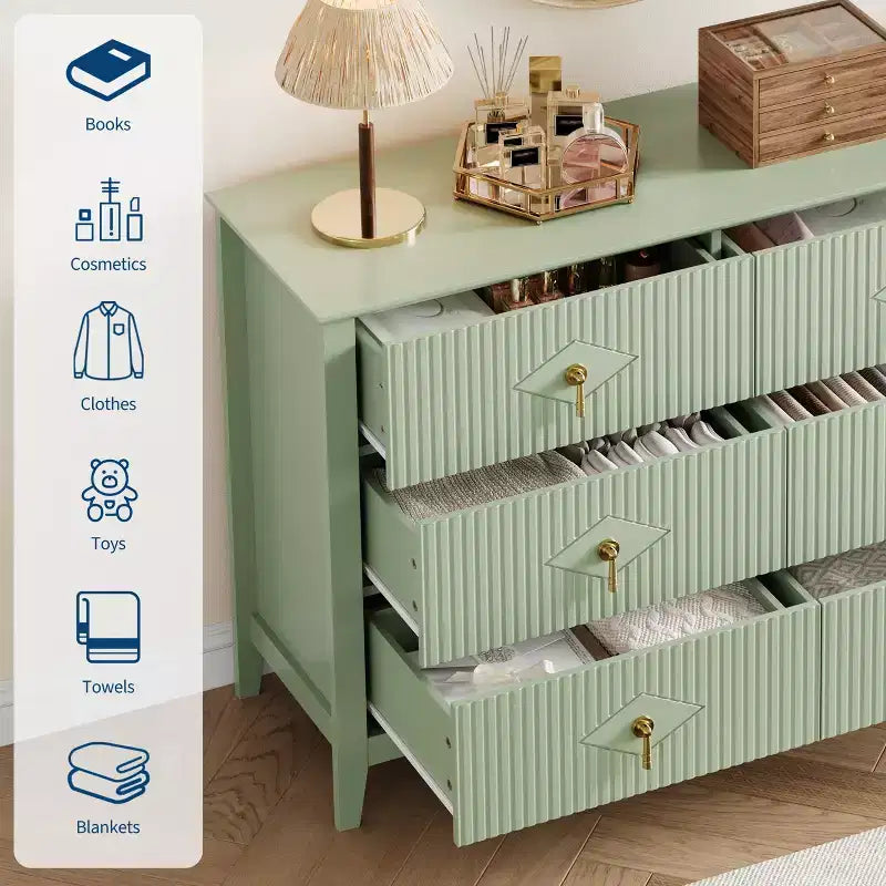 Comò a 6 cassetti, comò moderno da camera in legno con cassetti portaoggetti, mobile TV in stile rustico per soggiorno, camera da letto, corridoio
