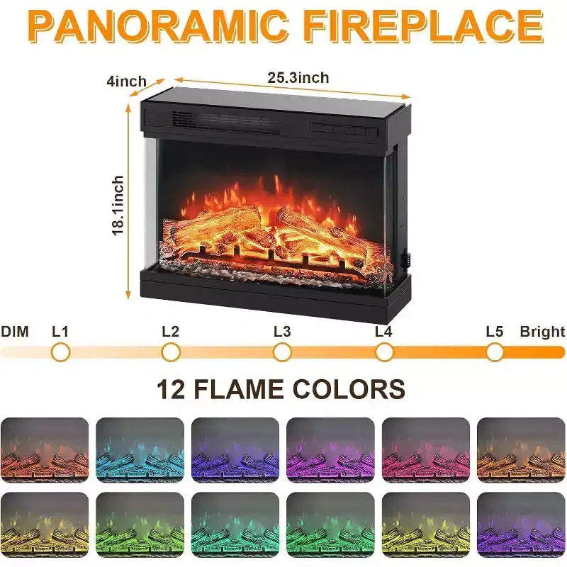 Mobile TV con caminetto, Mobile TV da 59'' con caminetto, Stufa elettrica con caminetto, Centro di intrattenimento con cornice e colori LED, Mobile consolle TV