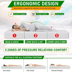 BestMassage Materasso in Memory Foam al Tè Verde da 12 Pollici, Materasso con Gel Rinfrescante, Rigidità Media