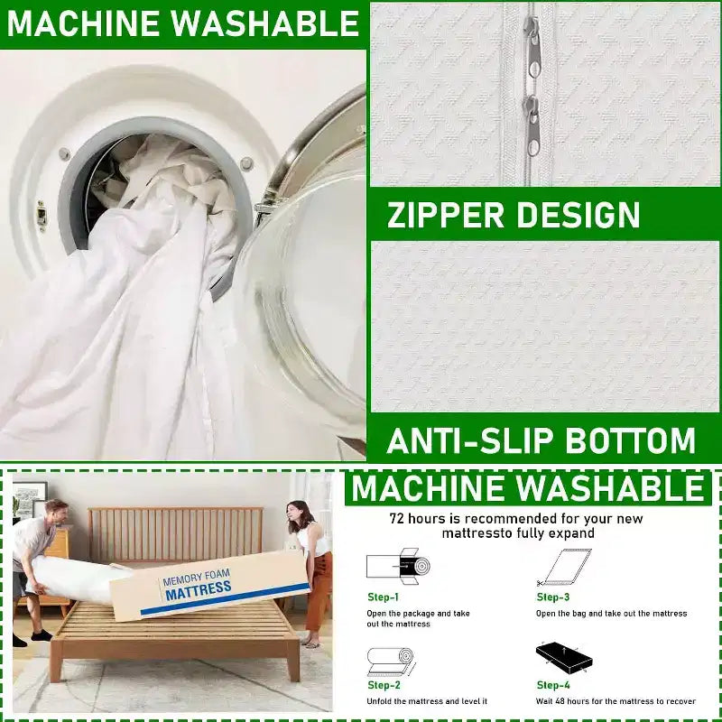 BestMassage Materasso in Memory Foam al Tè Verde da 12 Pollici, Materasso con Gel Rinfrescante, Rigidità Media