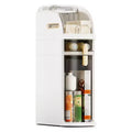 Slim Bathroom Storage Cabinet, Narrow Cabinet Dresser with Drawers, Wheels, Handle & Toilet Paper Holder