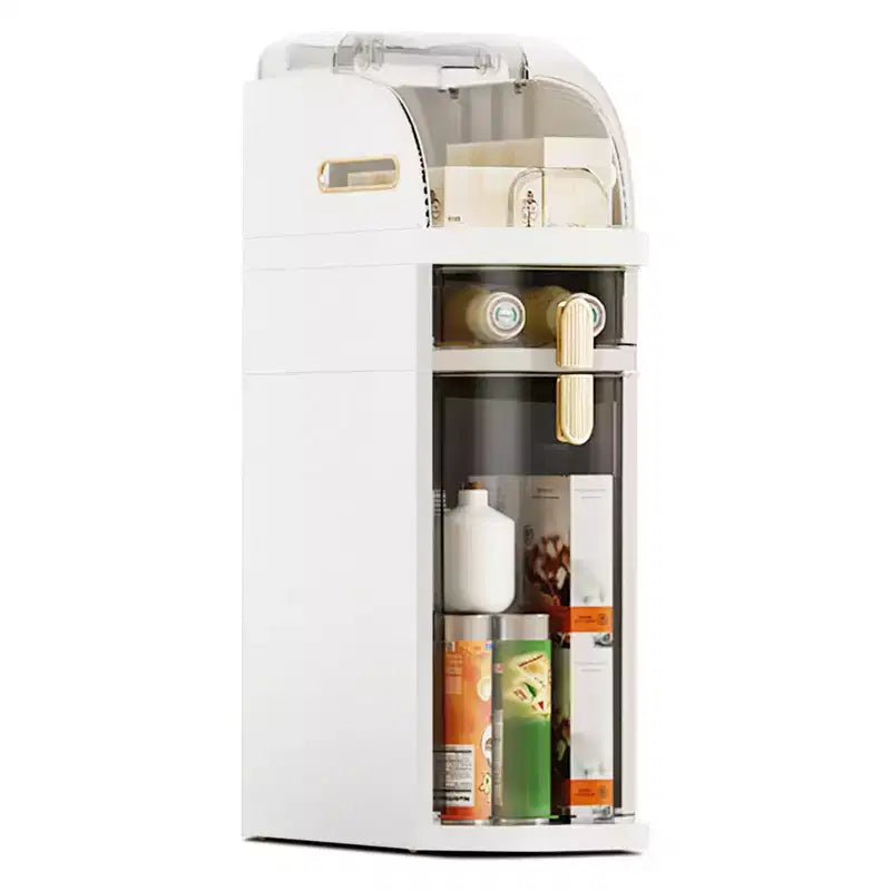 Slim Bathroom Storage Cabinet, Narrow Cabinet Dresser with Drawers, Wheels, Handle & Toilet Paper Holder