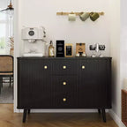 CuisinSmart Mobile Credenza 47 con Cassetti, Mobile Contenitore con Accento Scanalato con 2 Ante e 3 Cassetti, Credenza Moderna per Ingresso Soggiorno