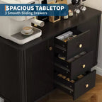 CuisinSmart Mobile Credenza 47 con Cassetti, Mobile Contenitore con Accento Scanalato con 2 Ante e 3 Cassetti, Credenza Moderna per Ingresso Soggiorno