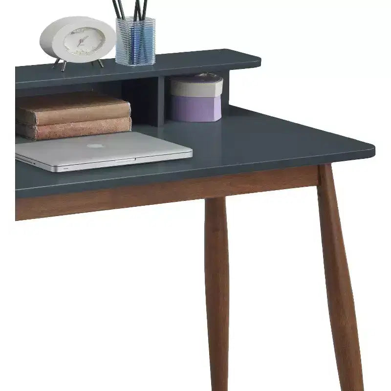 Scrivania in legno di metà secolo Okak 43IN con ripiani espositivi, scrivania con design elegante, scrivania per computer per soggiorno, camera da letto