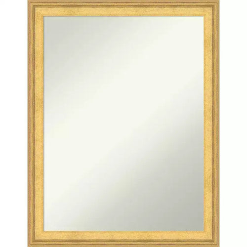 Amanti Art Owen Gold Non-Beveled Wood Framed Bathroom Vanity Wall Mirror