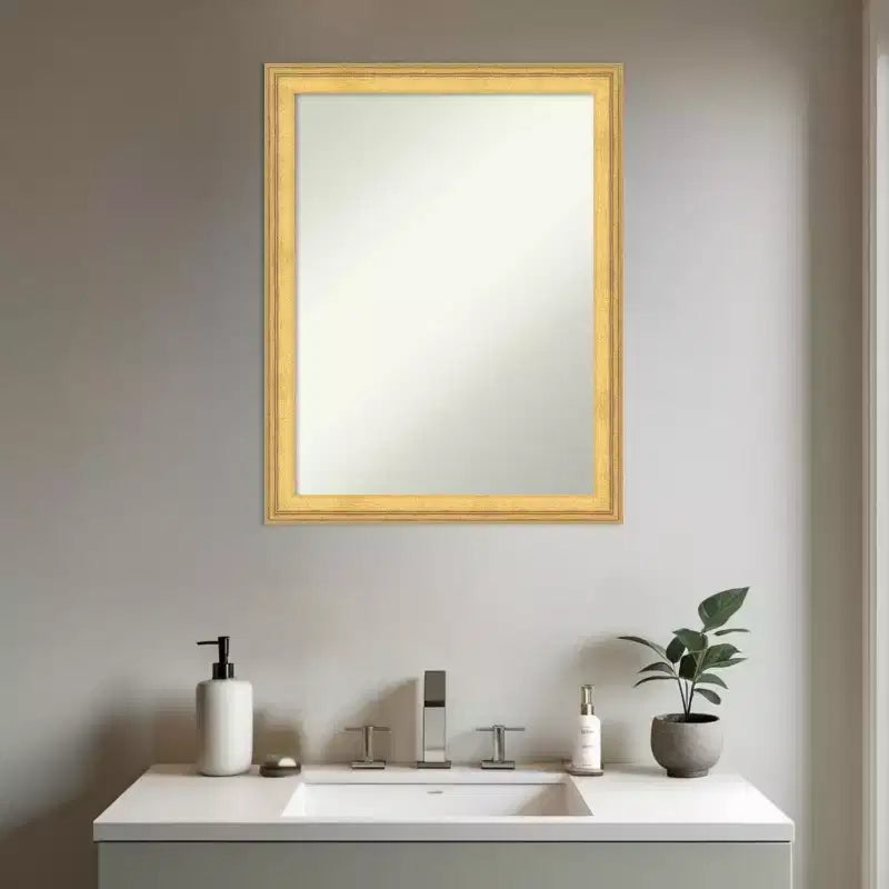 Specchio da parete per bagno Amanti Art Owen Gold non smussato con cornice in legno
