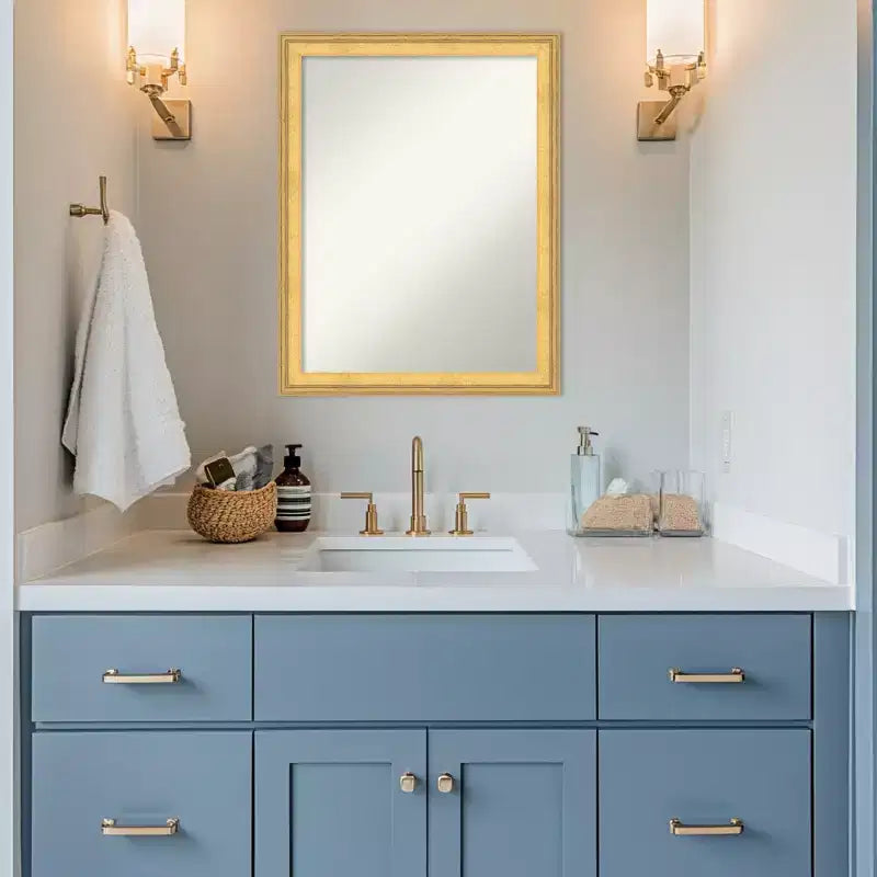 Specchio da parete per bagno Amanti Art Owen Gold non smussato con cornice in legno