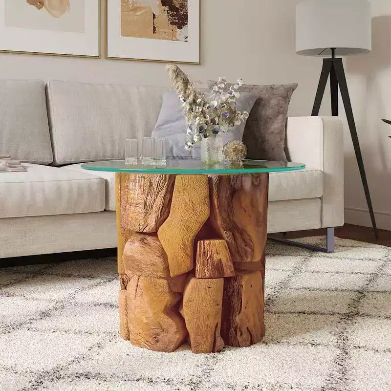 vidaXL Tavolino da caffè marrone in legno massello di teak driftwood Tavolino da caffè medio - Marrone