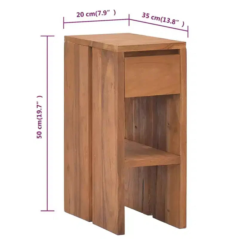 vidaXL Comodino in legno massello di teak naturale piccolo