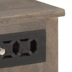 vidaXL Comodino in Legno Massello di Mango - Marrone, Stile Classico, Design a Fiori Intagliati, Comodino/Tavolino con Cassetto e Armadietto