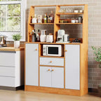 Credenza a buffet in legno stile rustico con cassetti, ampio armadio dispensa da cucina indipendente con ripiani regolabili per ingresso