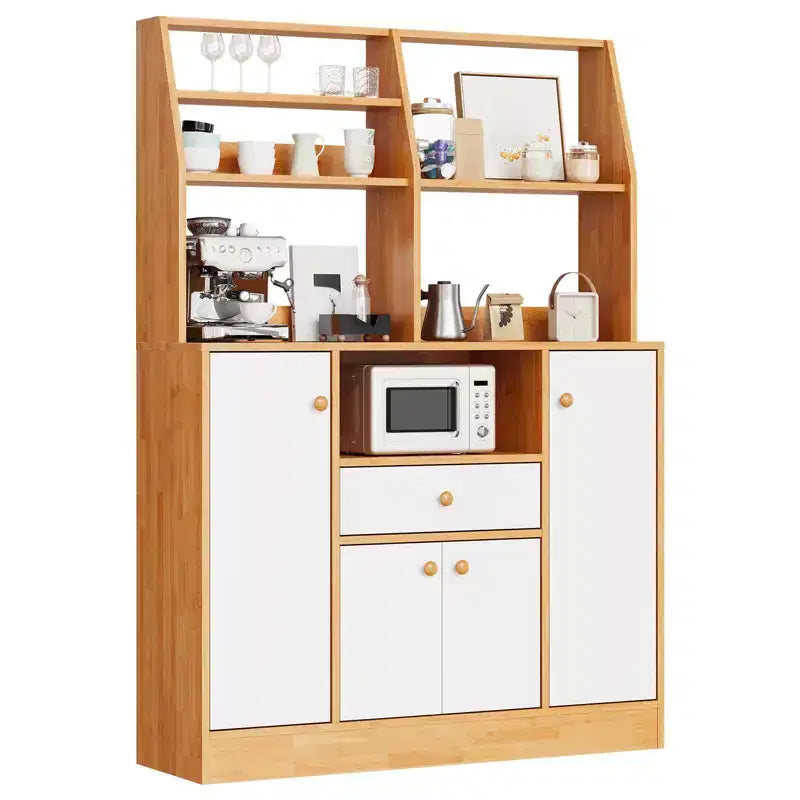 Credenza a buffet in legno stile rustico con cassetti, ampio armadio dispensa da cucina indipendente con ripiani regolabili per ingresso