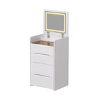 Toeletta Bianca Famapy con Specchio Illuminato a LED, Cassetti e Sgabello Mobile, 3 Modalità di Luce, Comodino/Toeletta per Bambini, Scrivania, Regalo di Natale