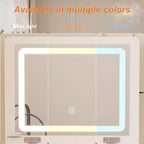 Toeletta Bianca Famapy con Specchio Illuminato a LED, Cassetti e Sgabello Mobile, 3 Modalità di Luce, Comodino/Toeletta per Bambini, Scrivania, Regalo di Natale