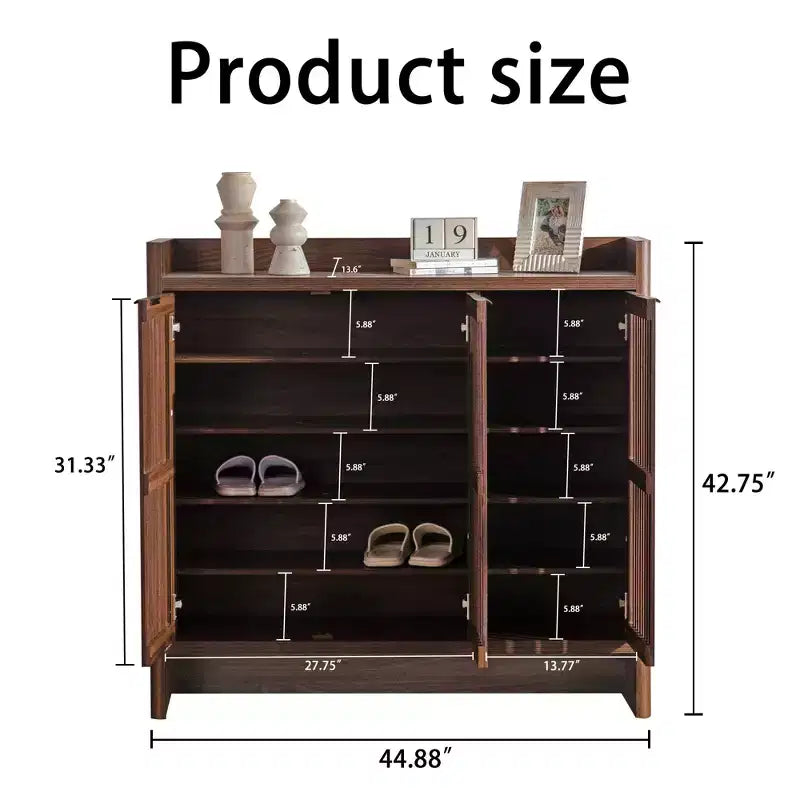 GDFStudio Mobile Scarpiera Moderno Hahn in Legno con Ripiani Regolabili e Ante a Persiana Traspiranti
