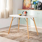 Tavolo da pranzo ovale FurnitureR moderno da 47,2 pollici per 4-6 persone, tavolo funzionale bianco con gambe in legno per l'ufficio domestico, la cucina, la sala da pranzo, il patio