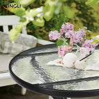 VINGLI Tavolino Laterale Pieghevole in Vetro per Esterni, Tavolino da Balcone Pieghevole da 60 cm con Piano in Vetro Temperato, Rotondo
