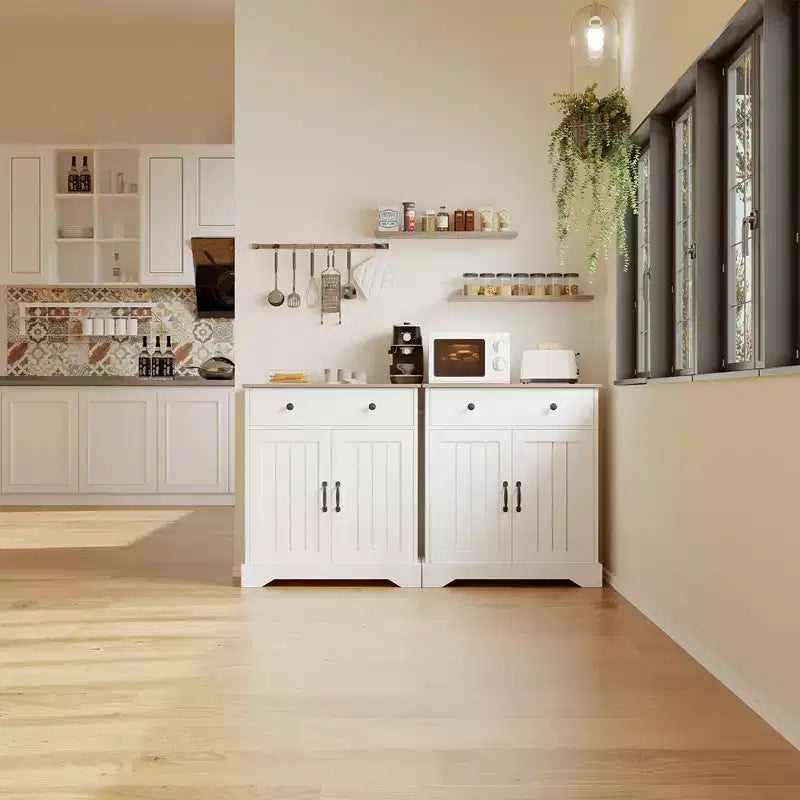 Credenza moderna, Mobile buffet, Ripiani regolabili, Dispensa da cucina in legno, Tavolo buffet moderno per bar del caffè,