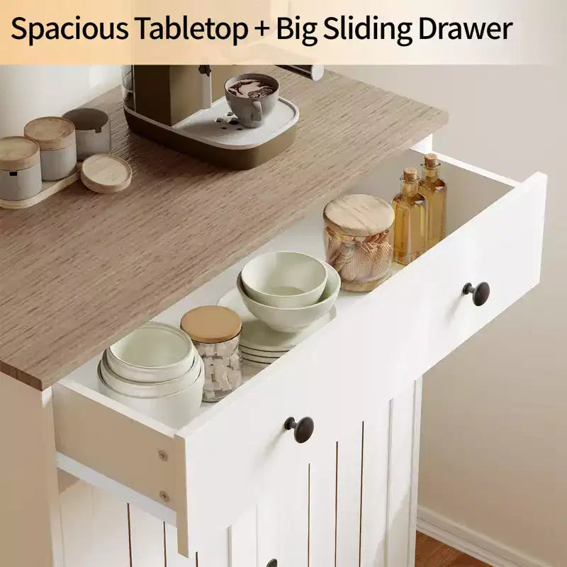 Credenza moderna, Mobile buffet, Ripiani regolabili, Dispensa da cucina in legno, Tavolo buffet moderno per bar del caffè,
