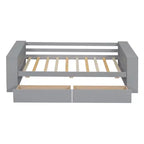Struttura letto a giorno in legno per letto singolo con cassetti portaoggetti, struttura letto singolo con ripiani portaoggetti per bambini e bambine