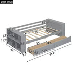 Struttura letto a giorno in legno per letto singolo con cassetti portaoggetti, struttura letto singolo con ripiani portaoggetti per bambini e bambine