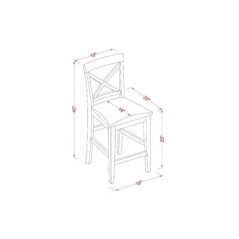 HomeStock Sgabello da bancone con schienale alto da 41,5 pollici a forma rettangolare in legno con finitura marrone, non imbottito in poliestere