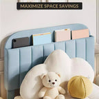 Acekool Struttura Letto Singolo per Bambini con Piattaforma Imbottita, Ampio Cassetto Contenitore e Testiera con Libreria, Silenzioso e Facile da Montare, Beige