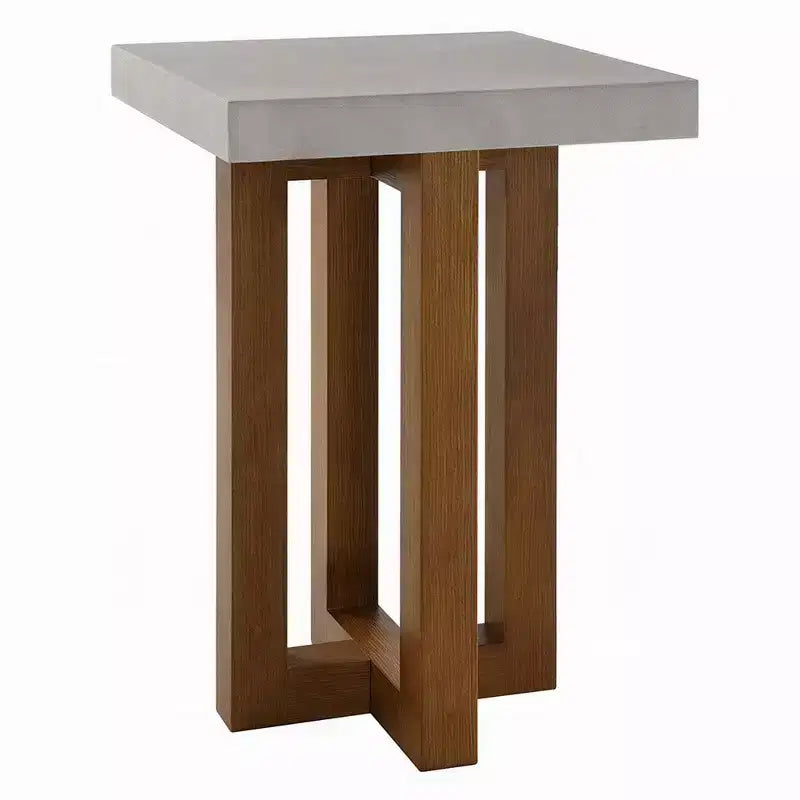 Tavolino Royal Hampton, piano grigio effetto cemento, legno noce marrone, 16 pollici