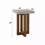 Tavolino Royal Hampton, piano grigio effetto cemento, legno noce marrone, 16 pollici