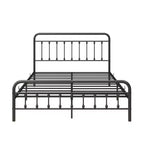 Struttura letto matrimoniale Okak Queen Size, struttura letto a piattaforma in metallo con testiera e robusto supporto a doghe per camera da letto, soggiorno, nero