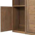 Letto a scomparsa matrimoniale in legno con mensole e armadietti, letto a muro pieghevole, naturale - ModernLuxe