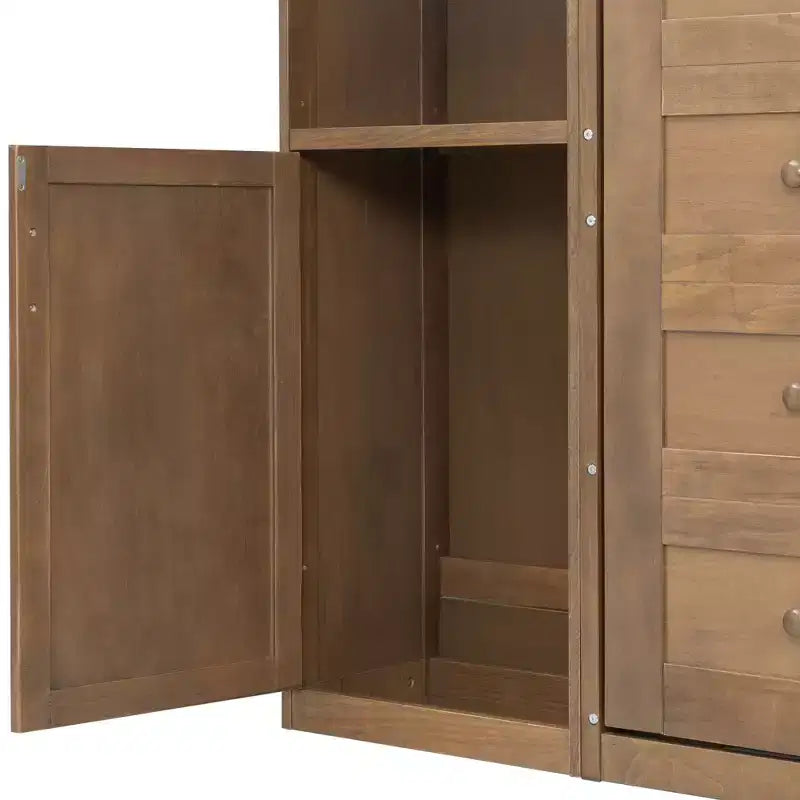 Letto a scomparsa matrimoniale in legno con mensole e armadietti, letto a muro pieghevole, naturale - ModernLuxe