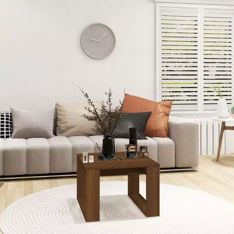 Tavolino moderno Clihome in rovere, elegante tavolino quadrato compatto per soggiorno e camera da letto
