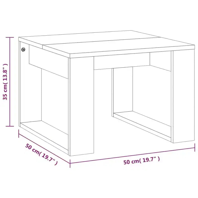 Tavolino moderno Clihome in rovere, elegante tavolino quadrato compatto per soggiorno e camera da letto