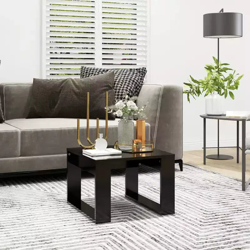 Tavolino moderno Clihome in rovere, elegante tavolino quadrato compatto per soggiorno e camera da letto