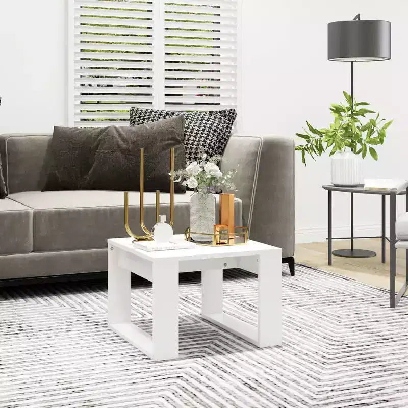 Tavolino moderno Clihome in rovere, elegante tavolino quadrato compatto per soggiorno e camera da letto