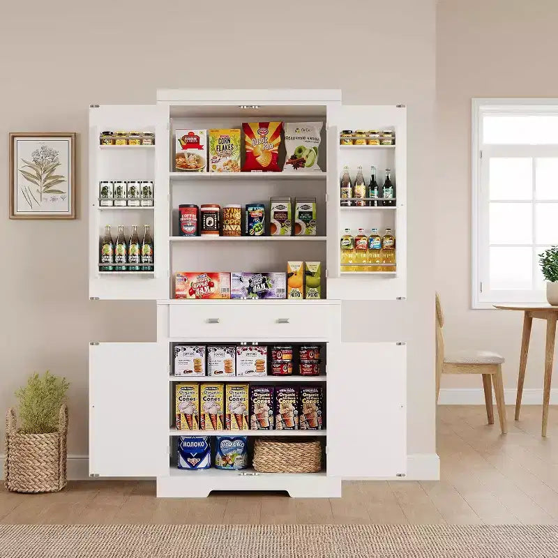 Mobile dispensa da 72 pollici, armadietto da cucina salvaspazio in legno con cassetto