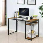 FurnitureR 55.1 Computer Desk with Side Shelves, Industrial Style Gaming Desk with Metal Frame, Home Office Workstation with Storage for PC, Laptop