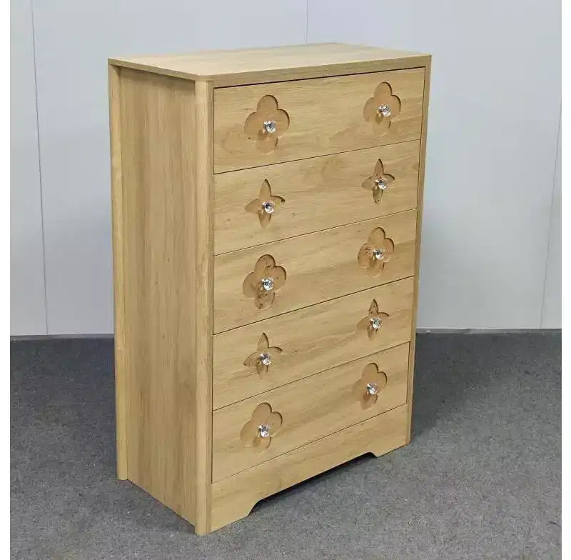 Rattan Dresser for Bedroom with 5 Drawers, 45'' Tall Chest of Large Drawers with Large Clothes Storage Enterway, 5 Drawer Dresser