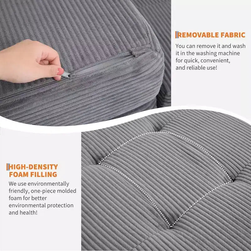 SunnyFurn Materasso a Tre Pieghe da 6 Pollici per Divano Letto, Letto Pieghevole in Schiuma per Ospiti con Corduroy Trapuntato, Portatile per Campeggio, Soggiorno, Camera da Letto